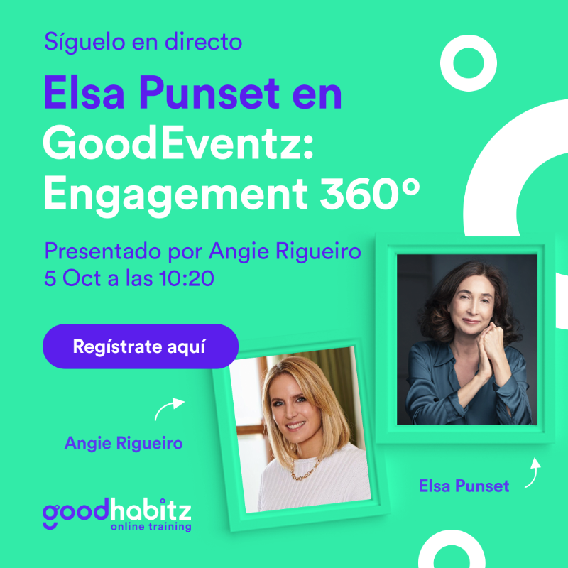 GoodHabitz_ES's tweet photo. ¿Te cuesta activar las ganas de aprender en tus empleados? El 5 Oct., empieza una pequeña gran revolución en tu formación en el evento #GoodHabitz con 
@AngieRigueiro y @elsapunset 💜
