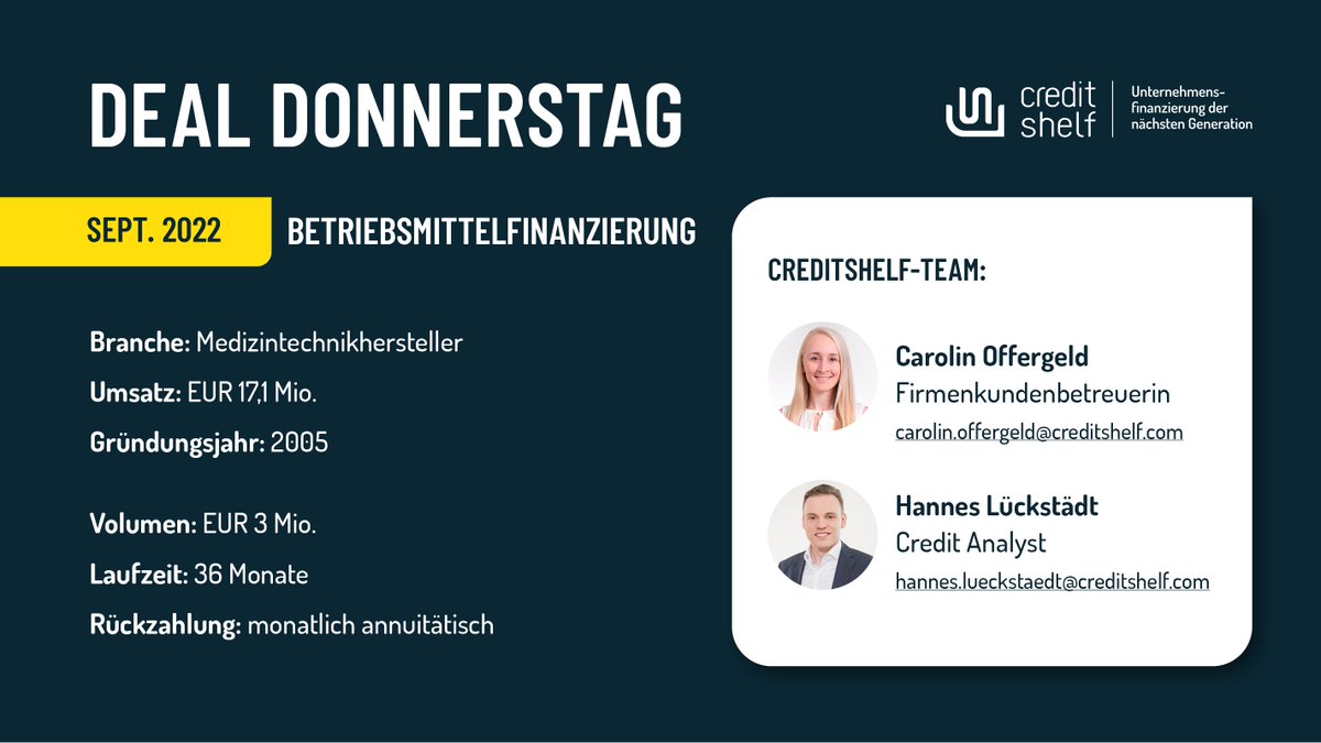 News am Deal-Donnerstag | Für einen Medizintechnikhersteller haben wir über unsere Plattform eine schnelle und unbesicherte Finanzierung in Höhe von EUR 3.000.000,00 erfolgreich umgesetzt.
