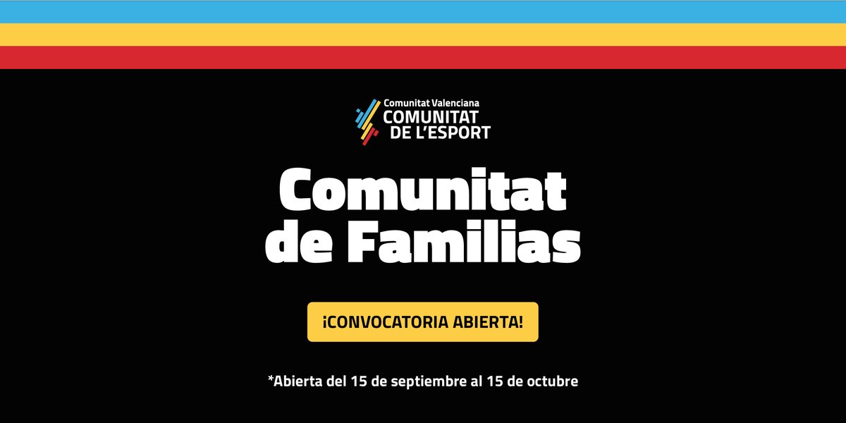 🔊Abierta la convocatoria para solicitar la ayuda del programa Comunitat de Familias de la <a href="/FTA_CV/">Fundación Trinidad Alfonso</a> 🙌

📋Puedes consultar las bases y los pasos a seguir para realizar la solicitud en nuestra nueva web👇👇
🖥️ comunitatdelesport.com/comunitat-de-f…

#ElDeporteViveAquí