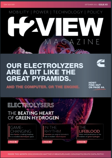 h2_view's tweet photo. #H2View's highly anticipated #Issue31: #Electrolyser Edition is here!

🏆 Game Changing -  ft @HystarH2
⚡In the Rhythm - ft @Cummins
🩸The Lifeblood - Water &amp; desalination as the enablers of #greenhydrogen

Subscribe to read the full magazine: https://t.co/g6C56Uwag7 https://t.co/b29YrT82GG