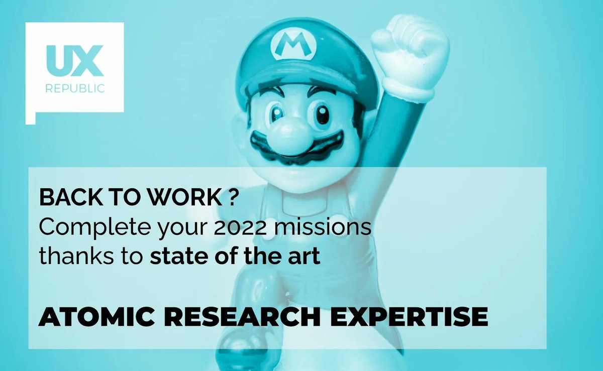 Back 2 Work ? Boucler les projets 2022 et lancer les 2023 en capitalisant sur les #apprentissages UX, c'est votre challenge de la rentrée ! 
Tous les super héros ont un partenaire. @UX-Republic est le votre sur l'ATOMIC RESEARCH. Réussissons ensemble ! 👉 buff.ly/2HDD1qY