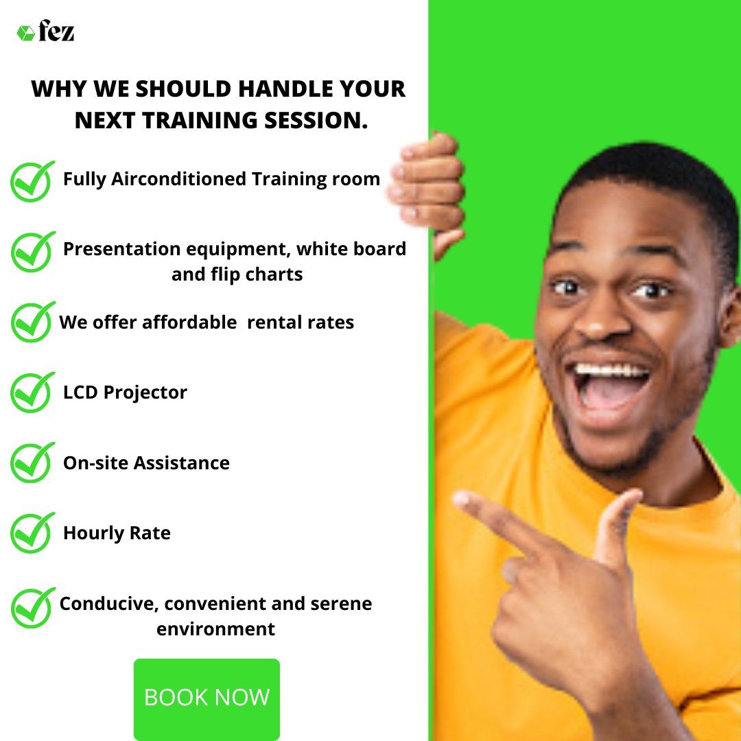 feztraining's tweet photo. Creating a very good training environment for you is our business. Let us handle it. 
#FezTrainingCentre
#TrainingCentre
#TrainingSpace
#TrainingSpaceRental https://t.co/bVB3mxaXlD