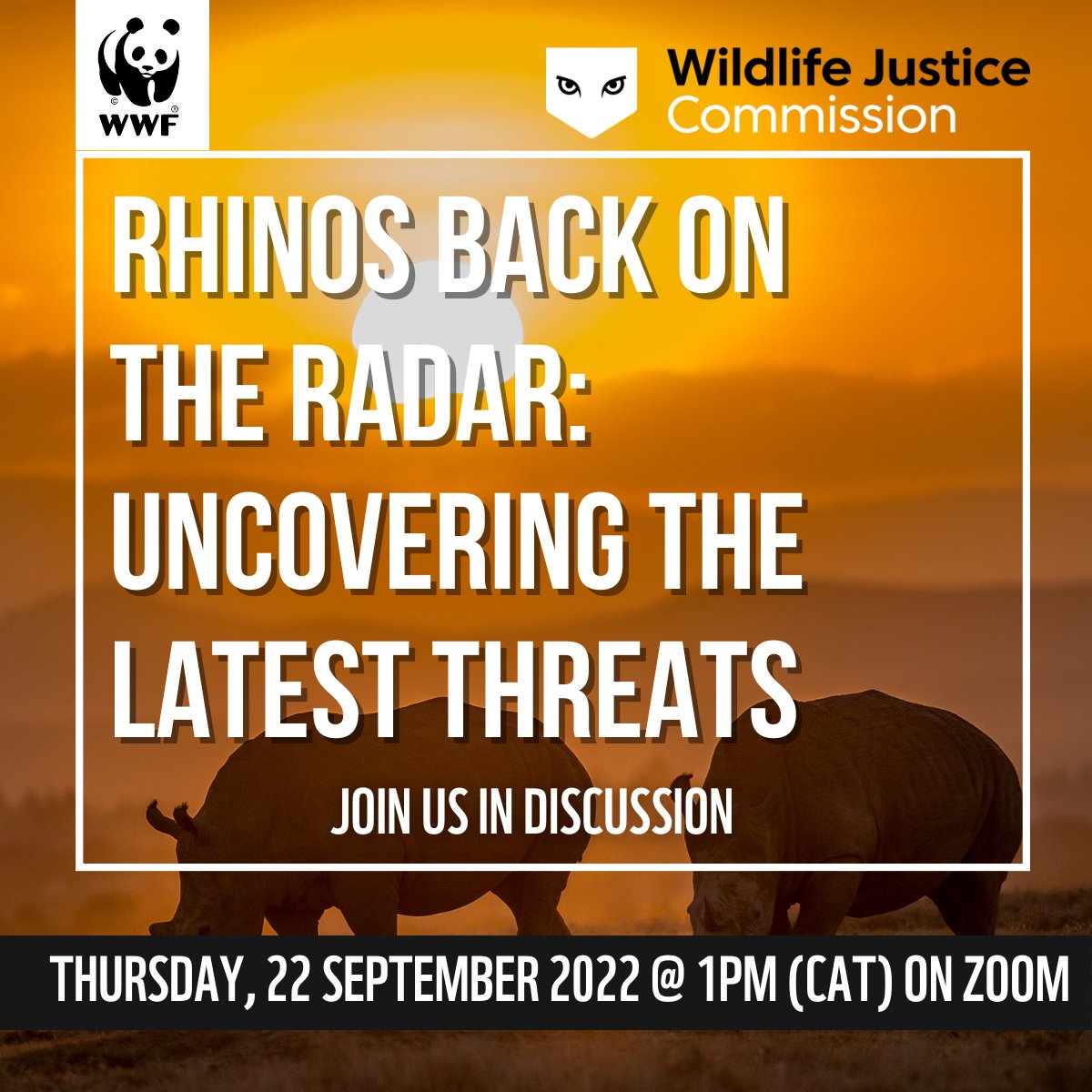 WJCommission's tweet photo. 📣 On World Rhino Day, join our #webinar co-hosted with @WWFSouthAfrica for a discussion with our Director of Intelligence Sarah Stoner &amp; Dr Jo Shaw from WWF on the latest threats faced by #rhinos in #Africa.
📆 22 September
⏰ 13:00 CET/CAT
Register ➡ https://t.co/GEzHJDROSR https://t.co/J3KAoOignO