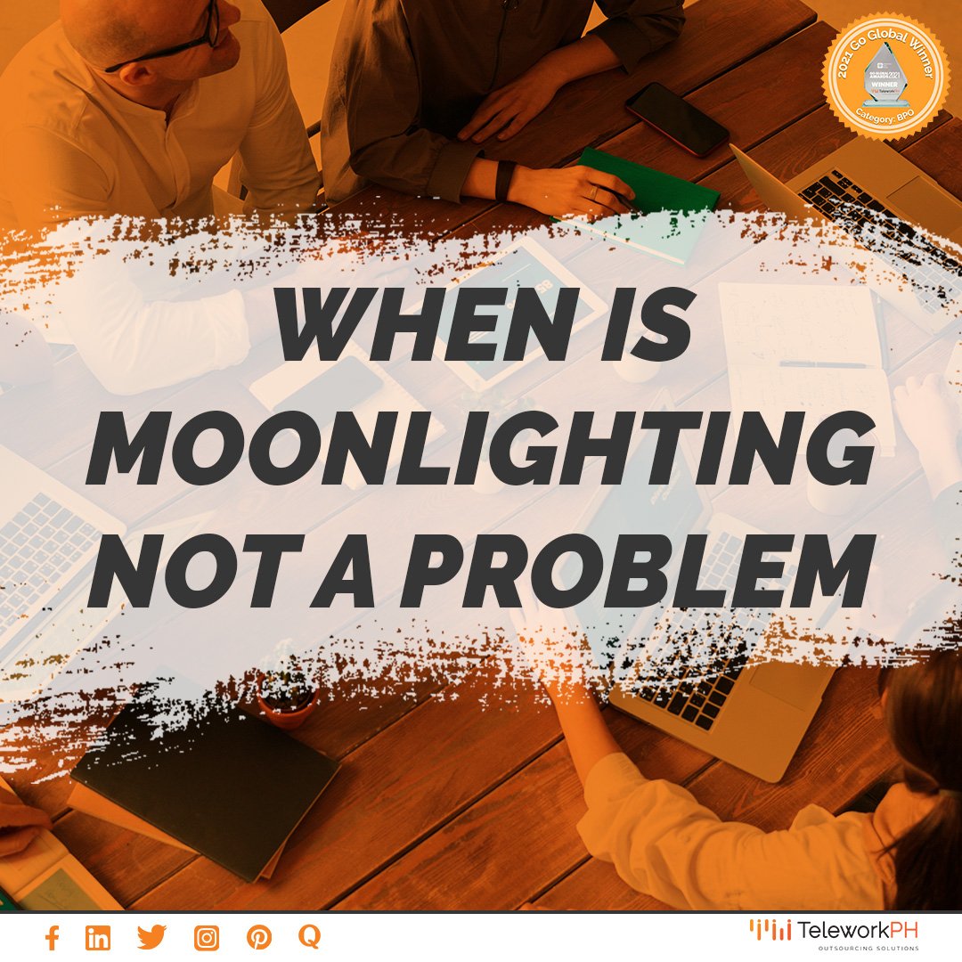 TeleworkPHOSI's tweet photo. Yes! There are instances that moonlighting is NOT a problem.

It is when employees are HONEST about it and can EFFECTIVELY MANAGE two or three jobs. 
👉🏼https://t.co/2KVHF1AVzb

#customersupport #virtualassistant #backoffice #outsource #offshore #Philippines https://t.co/mSmBwJDb9y