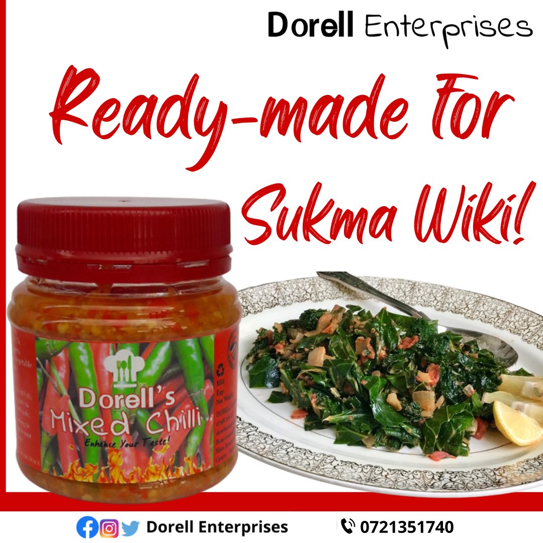 dorellenterpri1's tweet photo. @AnyonaDorothy @Kimataifa1 @SendyKenya @box_commerce
Ata kama mwezi iko corner, your sukuma wiki will never taste the same when you add Dorellβs Mixed Chilli.
https://t.co/pu4rCVxF7r
#mixedchilli #DeliveryGuaranteed #EnhanceYourTaste
#Fuel #domore #fulfillwithsendy https://t.co/cgXO5V3gPT