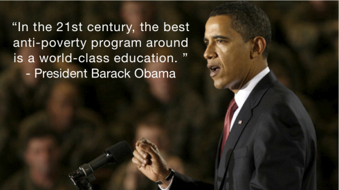 CitzenLeaderLab's tweet photo. "In the 21st century, the best anti poverty program around is a world class education." https://t.co/TTaVajsN7r
