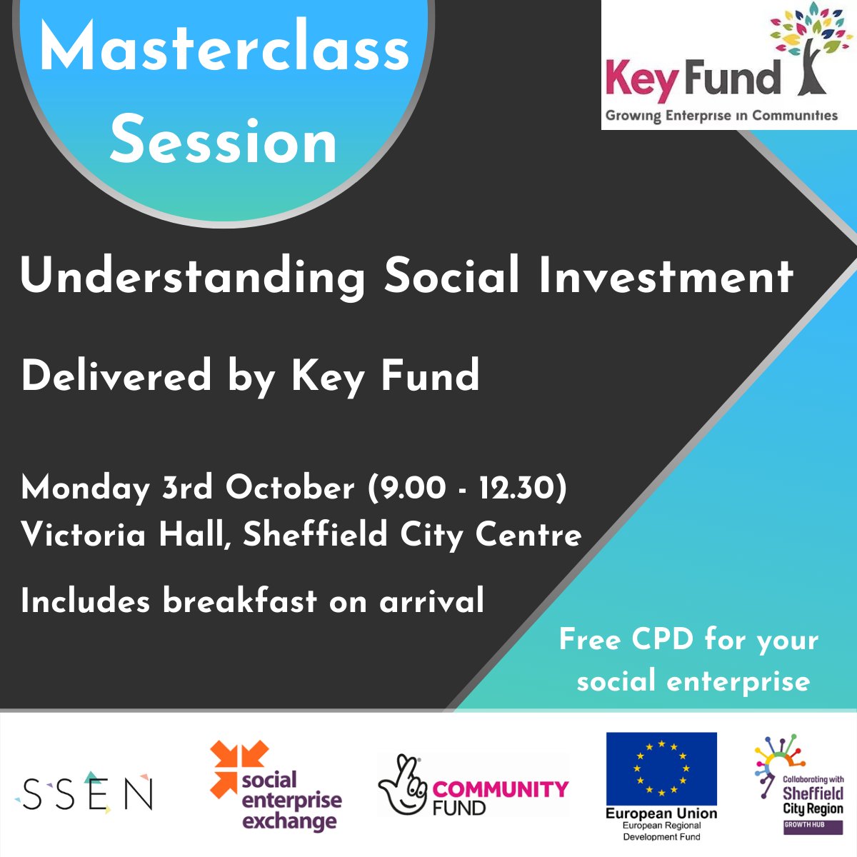 Due to the funeral of Her Majesty The Queen, our upcoming masterclass with @KeyFund has been rescheduled to Mon 3rd October. If you're considering social investment as a way of kick-starting or growing your business this practical free workshop is for you! eventbrite.co.uk/e/masterclass-…