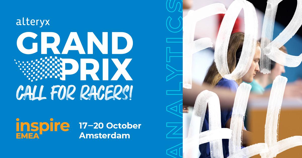 LukeMinors's tweet photo. If you've ever used Alteryx - DO NOT MISS THIS 👇

There’s still time to sign up to race in the Grand Prix 🏎 This year’s Inspire EMEA Grand Prix Champion will win a 2023 McLaren Formula 1 Team experience. Register here: https://t.co/p36RWQG2d5 #AlteryxInspire22 #McLarenAlteryx https://t.co/FRtqzlCfAf