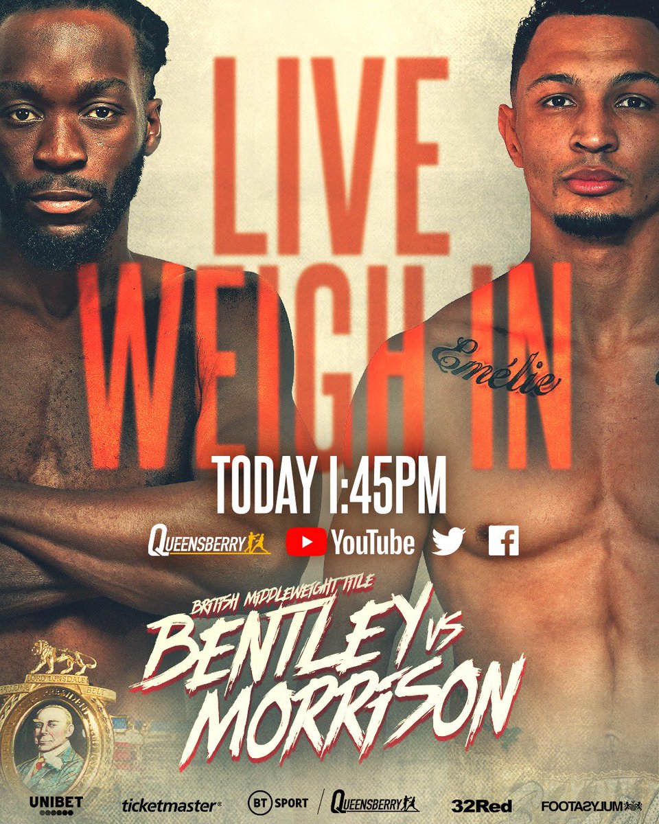 ⚖️ Join is for the official #BentleyMorrison weigh-in today!