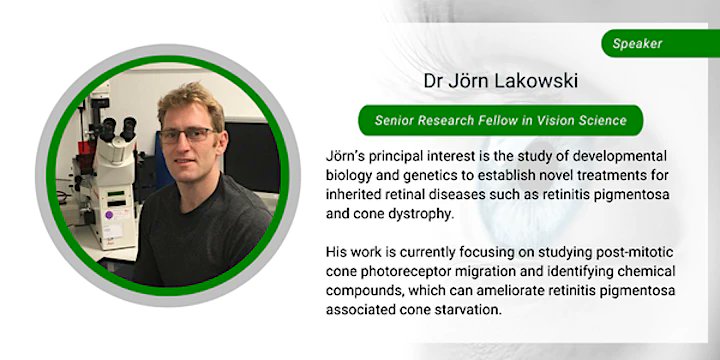 giftofsight1's tweet photo. Meet Dr Jorn Lakowski at our @unisouthampton #BeatingBlindness online lecture. He'll enlighten us with findings from his latest study, funded by @giftofsight1, on inherited #retinaldiseases such as #retinitispigmentosa and #conedystrophy. Register free https://t.co/aGBL0AKql8 https://t.co/W1UeUcBNF2