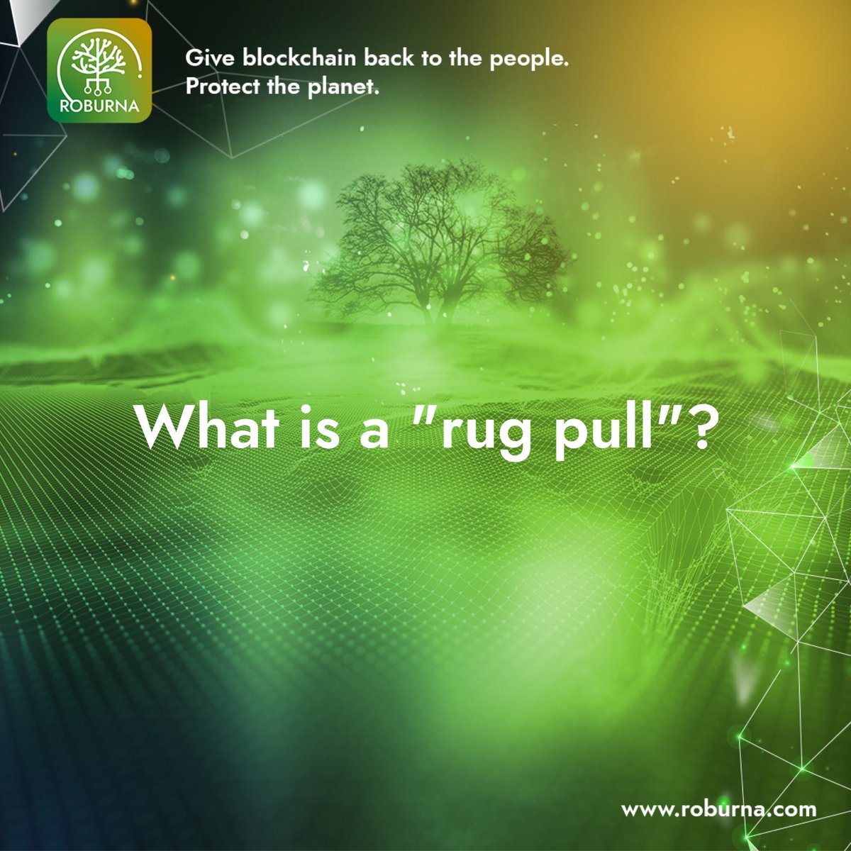 Roburnaofficial's tweet photo. The “rug pull” is a type of cryptocurrency scam that occurs when a developer/team of developers attracts investors to a crypto project, then suddenly pulls out the liquidity leaving investors with a worthless currency

#Greenblockchain #EthereumMerge #Cryptos #ETHMerge #Roburna https://t.co/TpHrDY5bRT