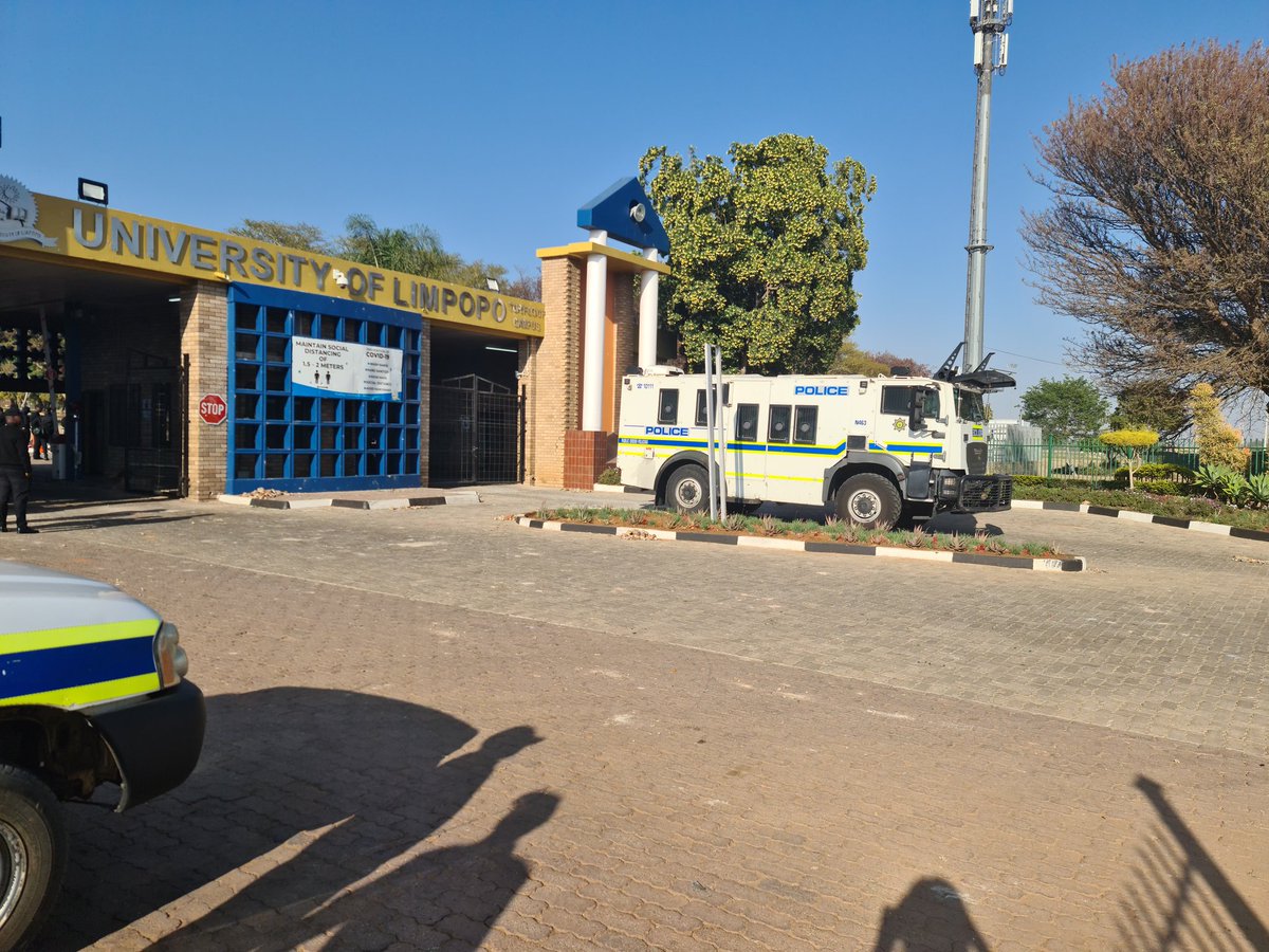 CapricornFMNews's tweet photo. #ULProtest Police remain on the ground to maintain law and order. TMM https://t.co/Qj05lB2IHd