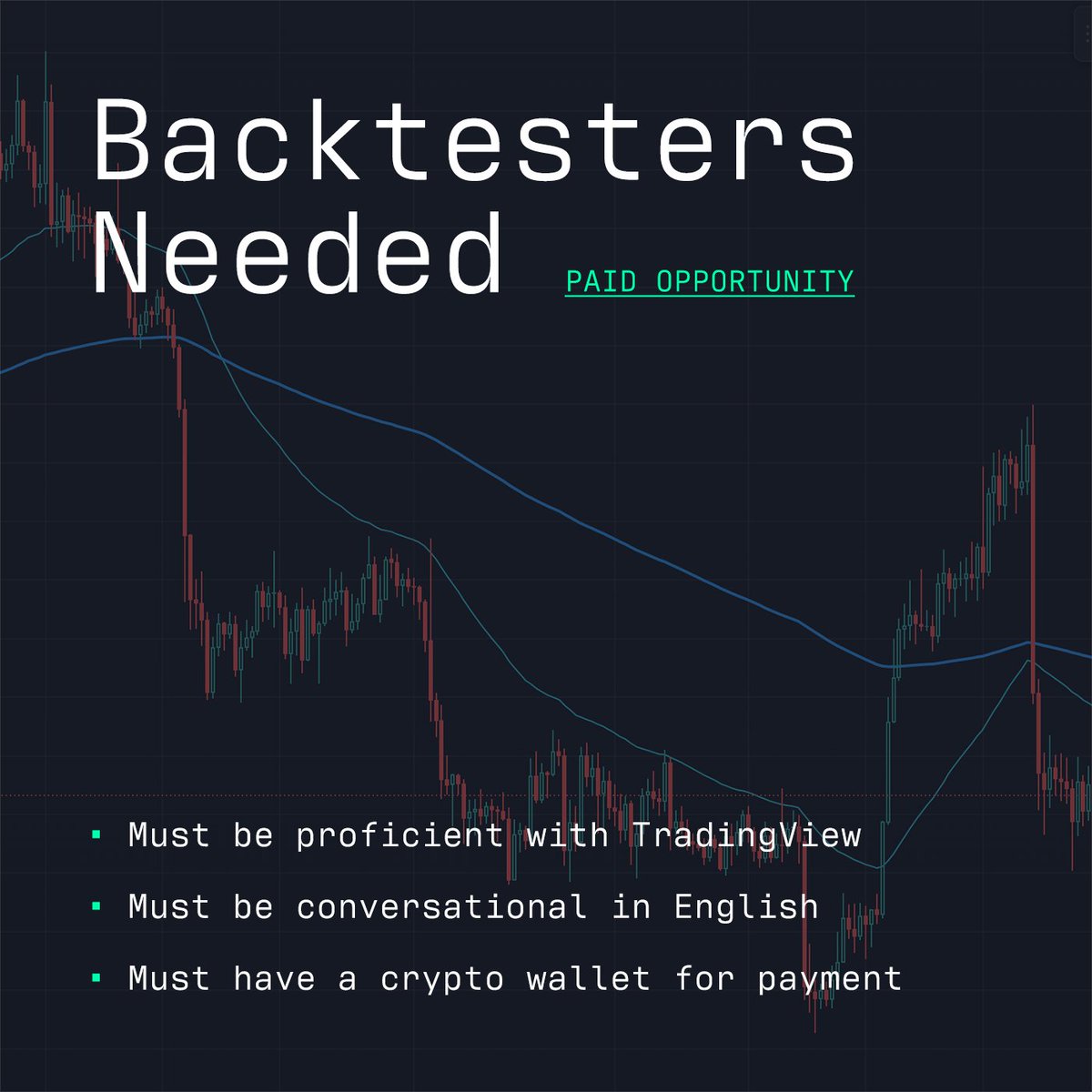 I'm looking for someone who is competent with TradingView to help me backtest some trading strategies. This is a paid opportunity. DM to apply.