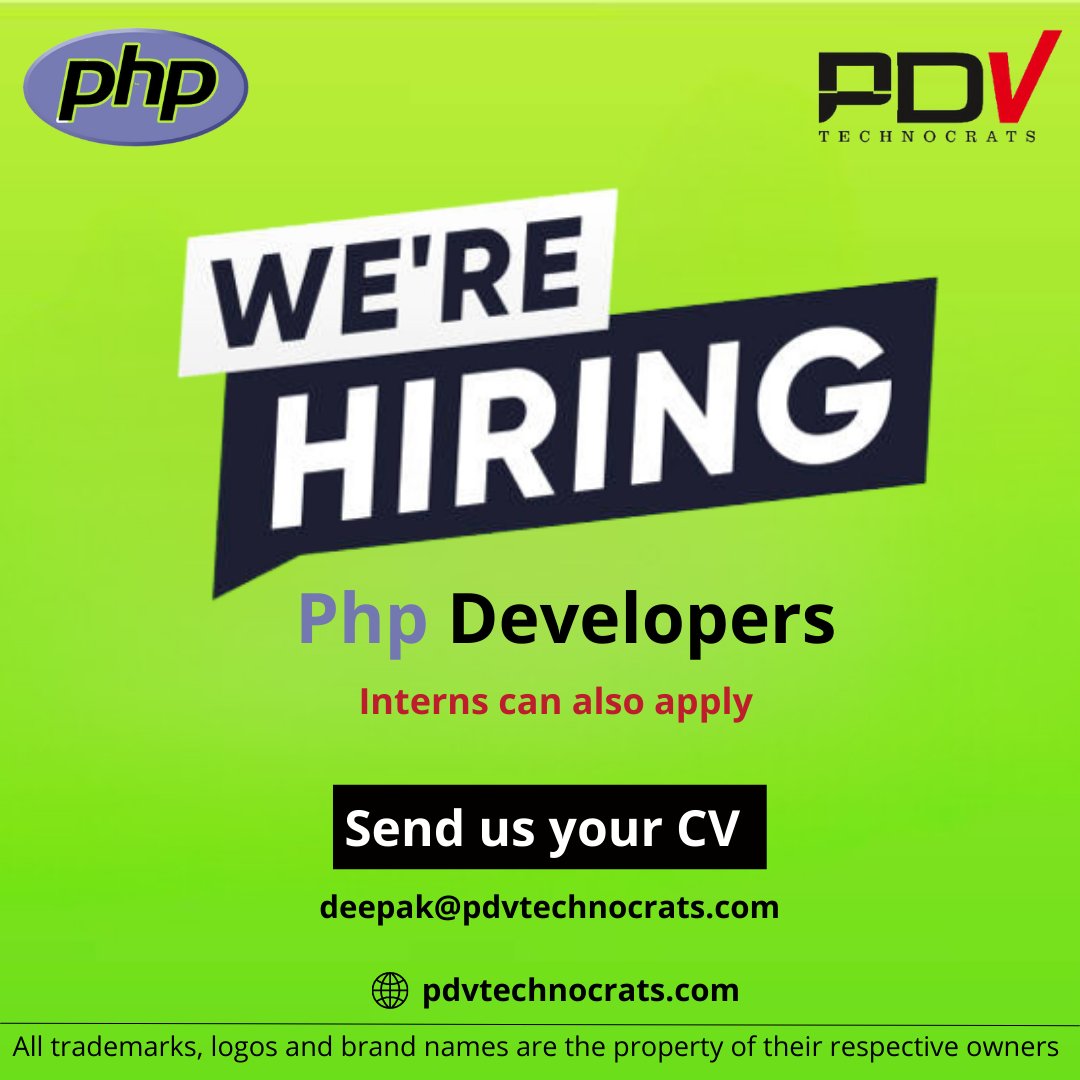 We are hiring for Php Developer at our Kothrud, Pune office for Junior and Senior positions.

Send profiles to us at :
deepak@pdvtechnocrats.com

 #hiring #pune #jobs #jobsearch #recruitment #job #nowhiring #recruiting #career #employment #careers #hiringnow #work #jobseekers #hr