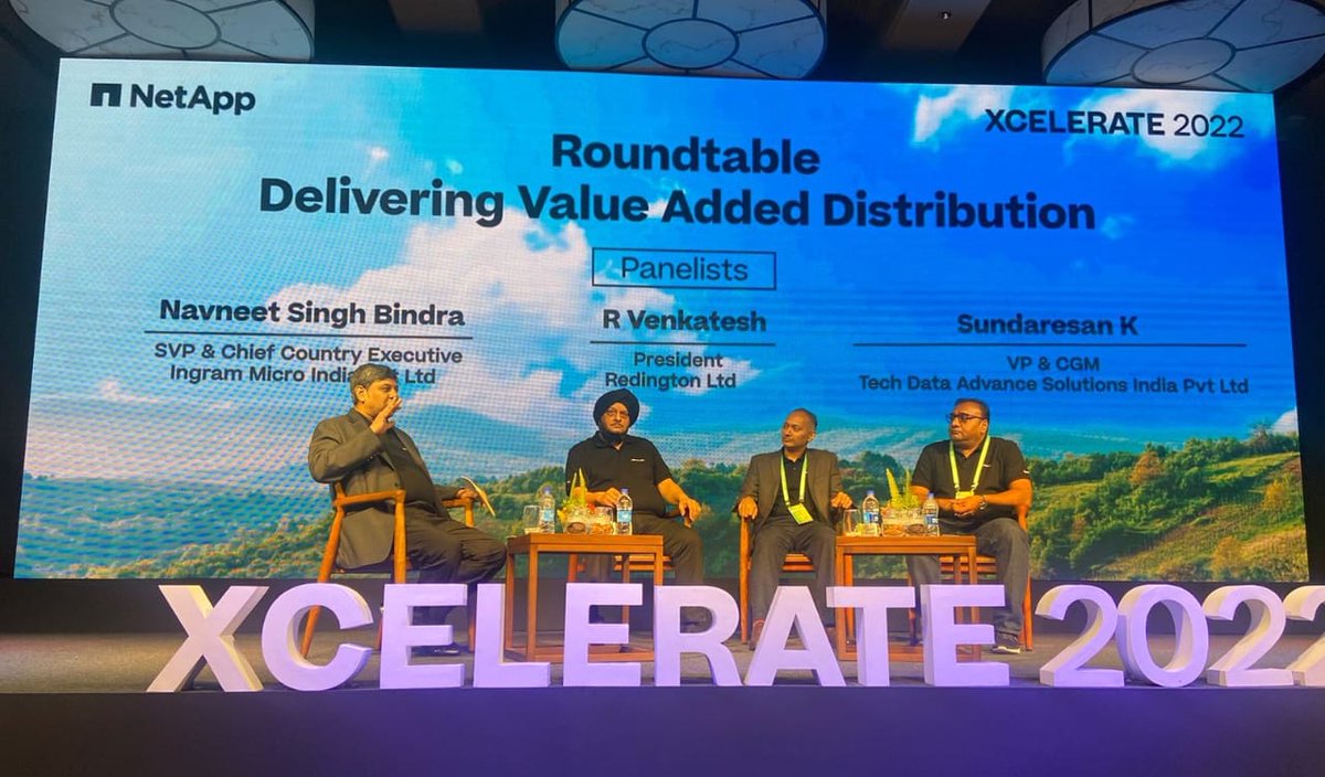 puneetgupta9999's tweet photo. I had a great conversation with our distributors from @RedingtonValue, @IngramMicroInc, and @Tech_Data during a fireside chat at #NetAppXcelerate2022.
I am grateful to them for their support, and the strong insights we derived through the chat.
@NetApp #DigitalTransformation https://t.co/VNVei4Kc8o
