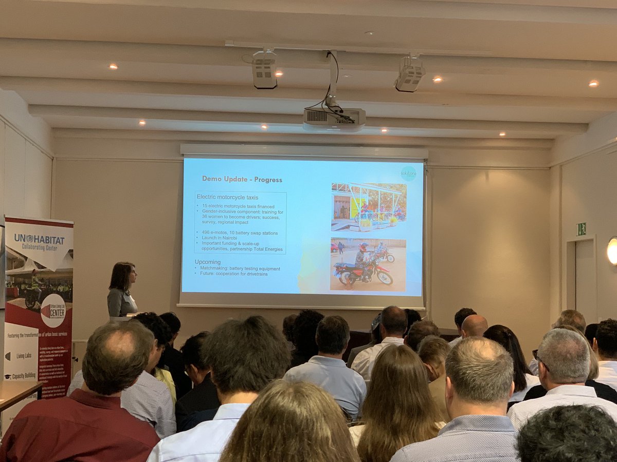Emilie Martin presenting the status of the implementing electric two wheelers in Kigali ⁦<a href="/ShiftToGreen/">Emilie Martin</a>⁩ ⁦<a href="/SOLUTIONS_EU/">SOLUTIONSplus & Urban Electric Mobility Initiative</a>⁩