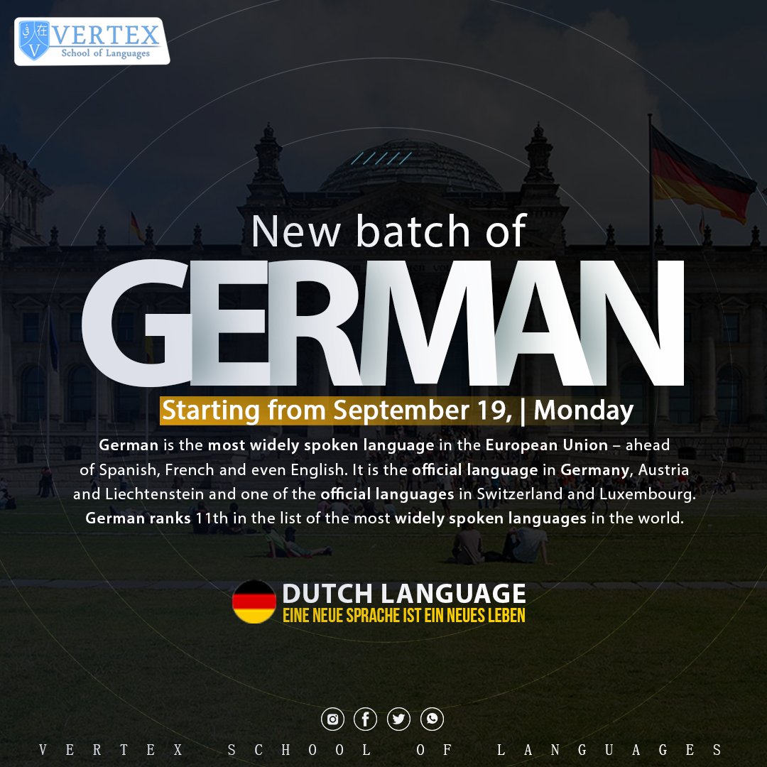 Vertex_School's tweet photo. New batch of German language starting from September 19, 2022 | Monday (Registrations Are Open)
For further queries or details, please contact on the given numbers below. +92 345 8196837 | +92 311 2100 864.
Visit Us: Vertex C-22, Block-I, North Nazimabad,
#vertex https://t.co/qYrEzIj9d3