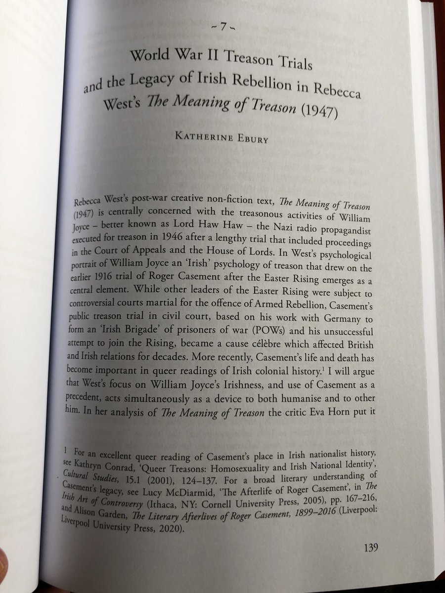Exciting to receive my copy of ‘Law and Literature: The Irish Case’ wonderfully edited by <a href="/yesthewholebook/">Eugene Mc Nulty</a> &amp; <a href="/adamdhanna/">Adam Hanna</a> ! My chapter looks at Rebecca West’s ‘The Meaning of Treason’, in relation to ideas of Irish political crime.