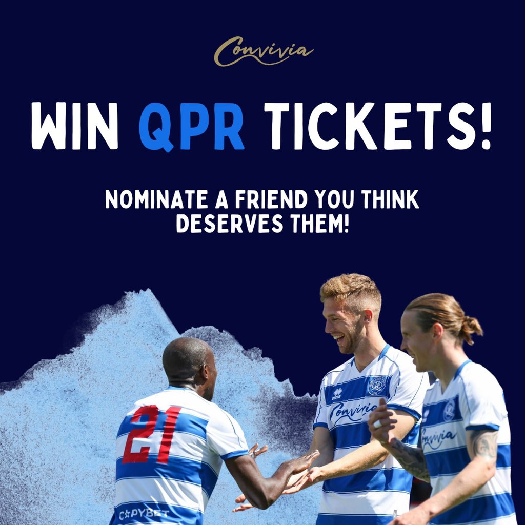 Head over to our Instagram to enter…

instagram.com/werconvivia/

#qpr #ticketgiveaway #football #queensparkrangers <a href="/QPR/">QPR FC</a>