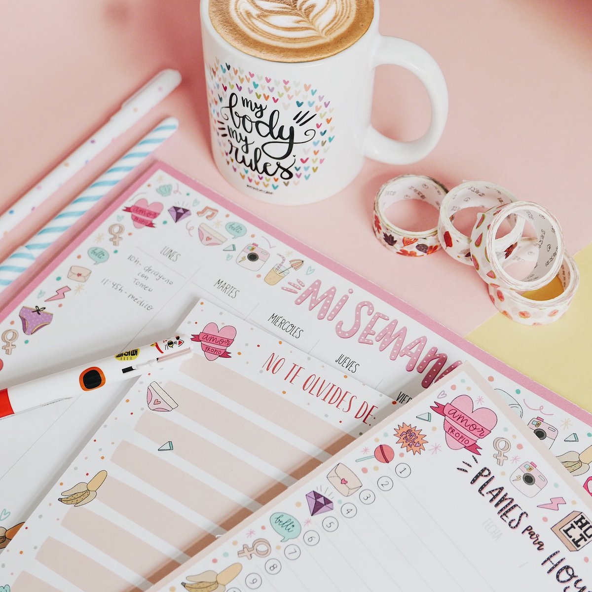 GM!! Wanted to show you some of the stationary I designed. I love to make stationary products as I am a huge fan and I always like to plan my weeks. How about you? ♥️