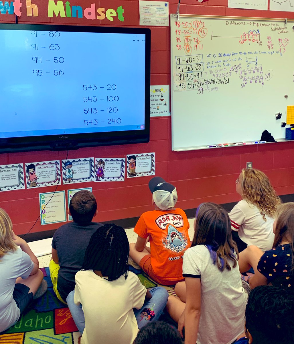 In 4th grade a critical concept is patterns in mathematics. Today we looked at #NumberStrings to practice our fluency of subtraction and finding patterns between the equations.  #MathJoyCPS @BeulahRalphElem