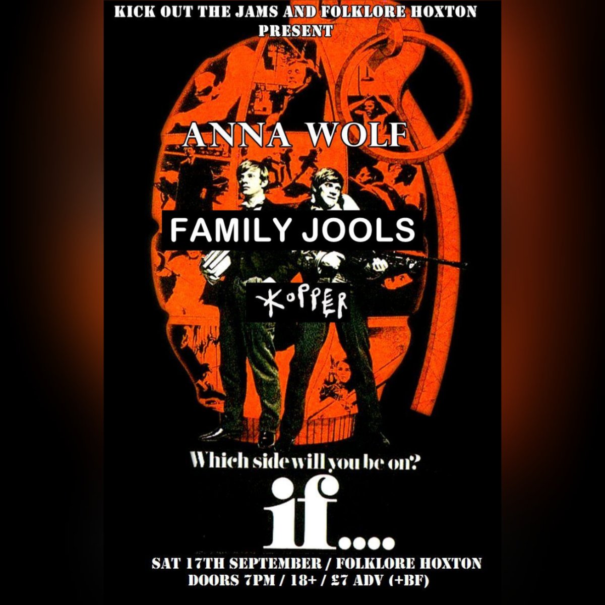 Due to one of the bands going AWOL, we've made a line-up change to Saturday's show which now features @familyjoolsband who join @KopperMusic as supports for @RealAnnaWolf. Tix: dice.fm/partner/folklo…