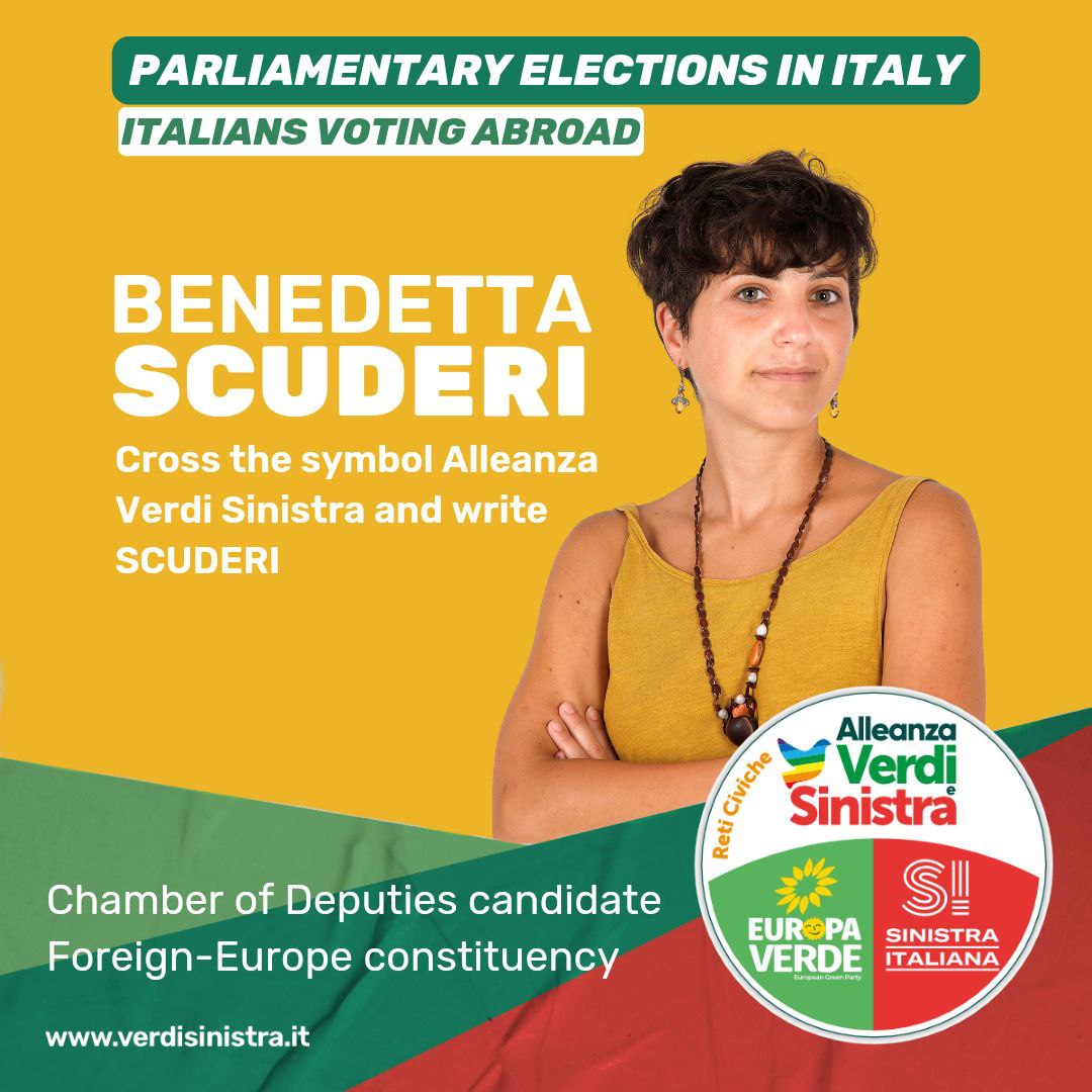 On September 25 #Italy can choose:

To vote for the far right that will attack fundamental rights, women and LGBTIQ*
OR
To vote for a progressive coalition that strives for the values of a liberal society. 

I support @benscud wonderful candidate for #AlleanzaVerdiSinistra 🌈💚