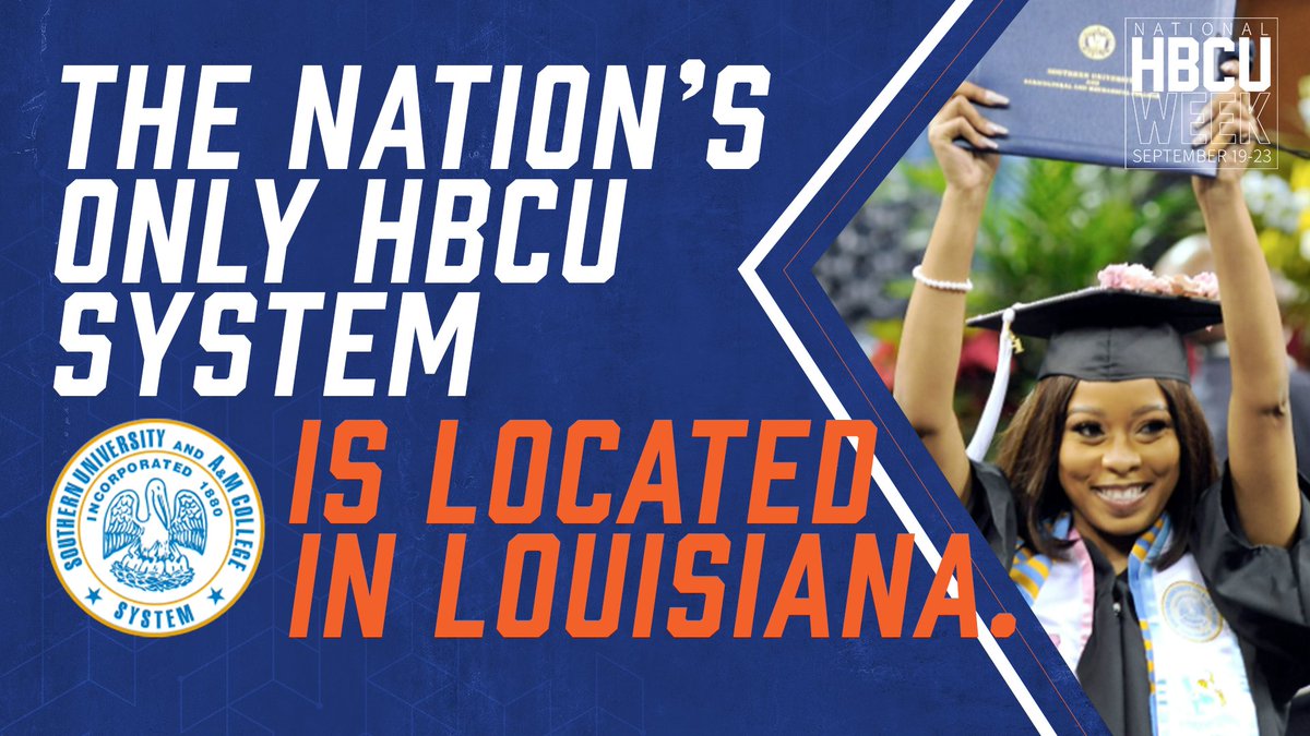 Louisiana is home to the nation’s ONLY HBCU system.
 
The Southern University System consists of five institutions: 

<a href="/SouthernU_BR/">Southern University</a>
<a href="/SUNOKnights/">Southern U. at N.O.</a>
<a href="/SUShreveport/">SUSLA</a>
<a href="/SouthernULaw/">SU Law Center</a>
<a href="/suagcenter/">SU Ag Center</a>
 
#LaProspers #NationalHBCUWeek