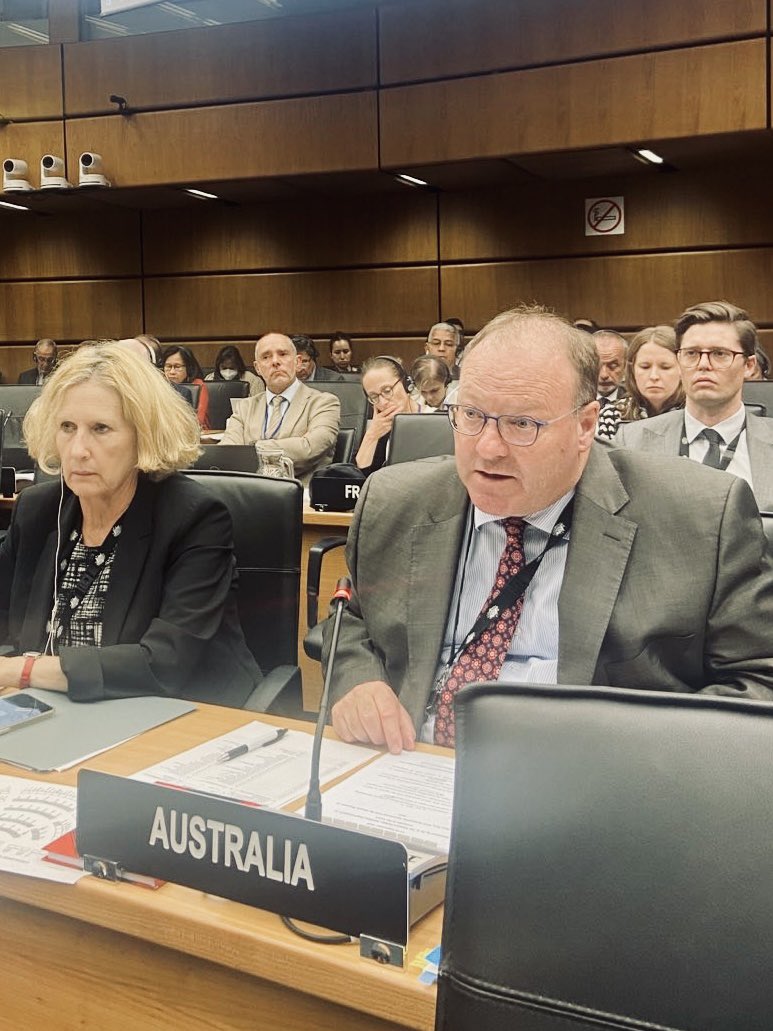 AusAmbVIE's tweet photo. Iran must heed the calls of the international community to cooperate fully with the @iaeaorg to resolve outstanding questions on its compliance with the #NPT. Australia remains deeply concerned about Iran’s nuclear activities &amp; calls on Iran to return immediately to the #JCPOA. https://t.co/pnKSNTOstP