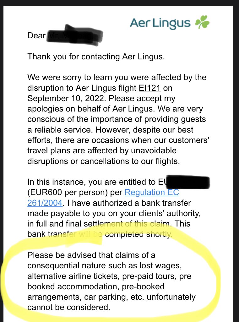 MckeagAnthony's tweet photo. @AerLingus Can you explain why you are publicly tweeting customers to keep receipts of additional expenses due to the latest cancellations, however when you do say we are told these costs are not considered? @rtenews @conor_pope https://t.co/y1mC3JeAZT