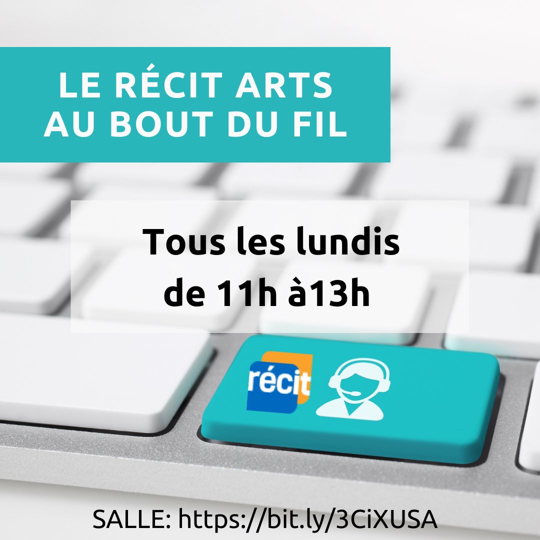 recitarts's tweet photo. Venez nous rejoindre tous les lundis de 11h à 13h pour de l'aide en intégration des technologies dans vos classes d'art.
Pas besoin d'invitation, rendez-vous sur https://t.co/TjKtRMNN7Y
À bientôt! https://t.co/Wp14eXNxCd