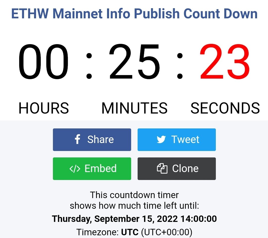 peterwang1127's tweet photo. 以太坊分叉與25分鐘後公布信息!!
Ethpow fork coming in 25 mins!!
#Eth #Ethfork https://t.co/VHH8ZqYswN