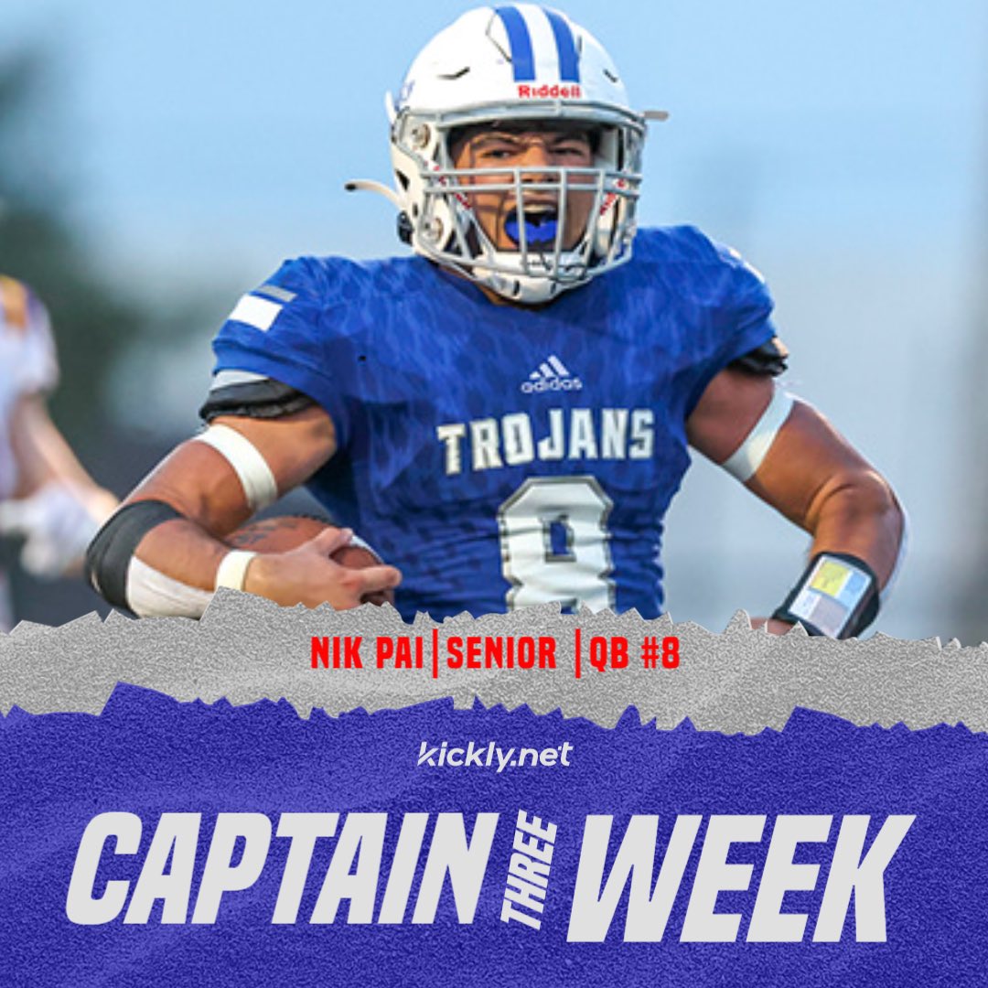 TROJAN FOOTBALL CAPTAINS FOR WEEK 3 vs GODDARD  <a href="/pai_nik/">Nik Pai</a> @53Hartman <a href="/XadrianCarbajal/">Xadrian Carbajal</a> <a href="/jakefarris44/">Jake Farris</a>