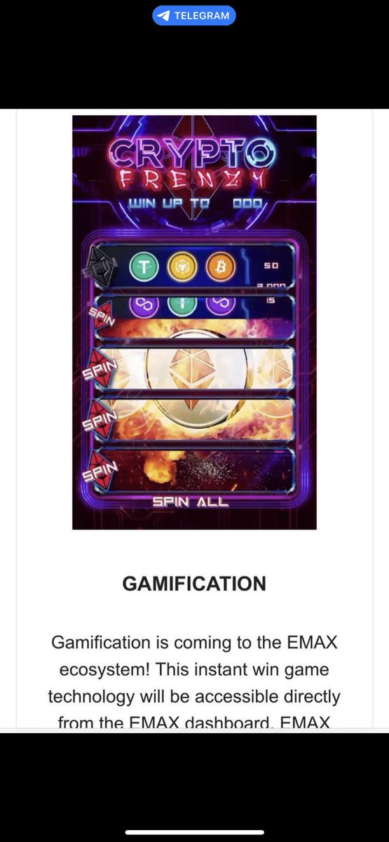 Frozensack_Gary's tweet photo. @carlmoon #EthereumMax #eMax #eMaxians β¦οΈπͺπͺ
Starting next week we will be getting some utility with the release of #Gamification. Tons more in coming in the roadmap.
@ethereum_max π https://t.co/mqNIF4NTGz