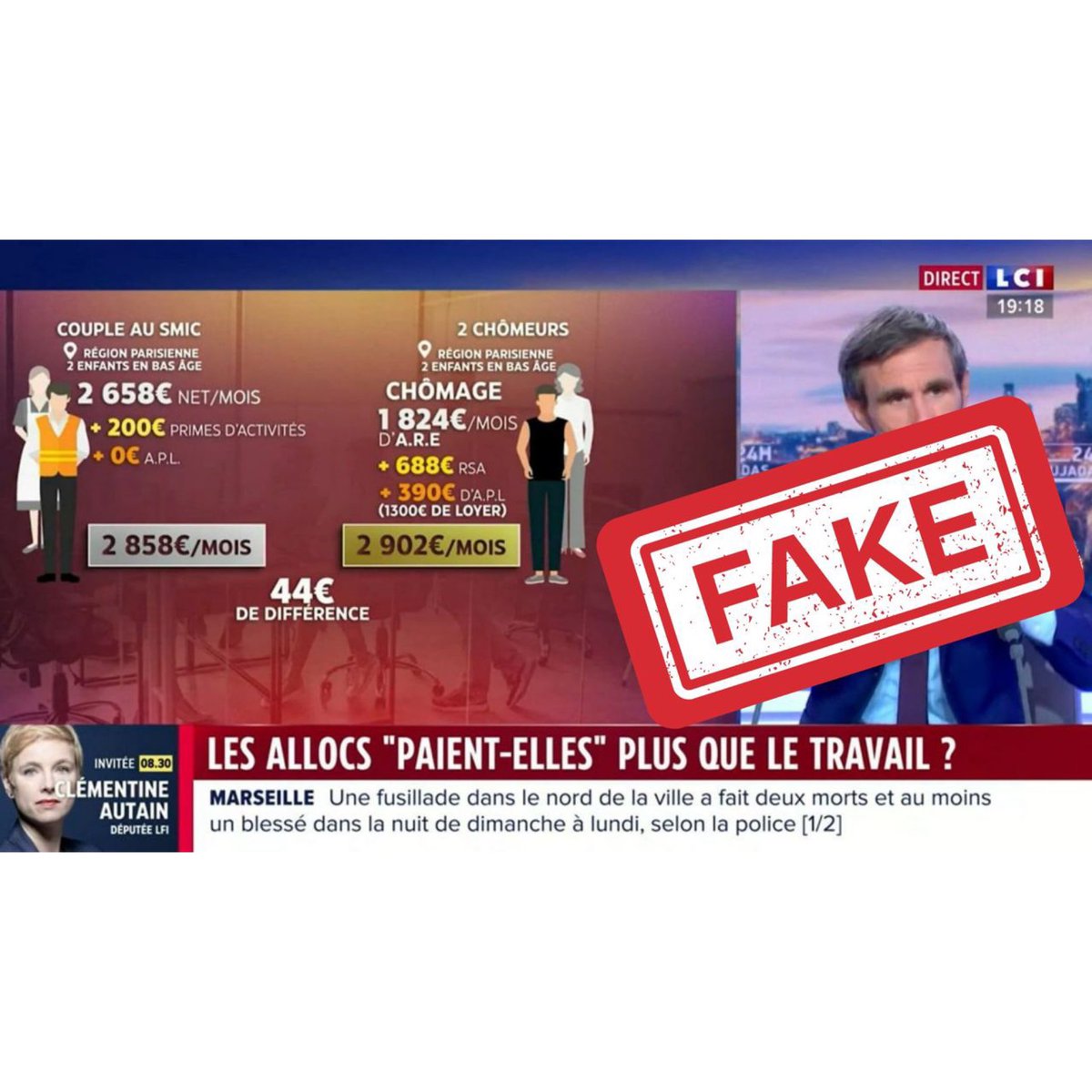 MathildePanot's tweet image. Honteux.
@LCI propage de fausses infos en prétendant que les allocations paient mieux que le travail. En pointant les pauvres du doigts, ils encouragent le fléau du non-recours. 
Les allocations sont des droits pas des privilèges !
Merci à @ATDQM pour son combat pour la dignité.