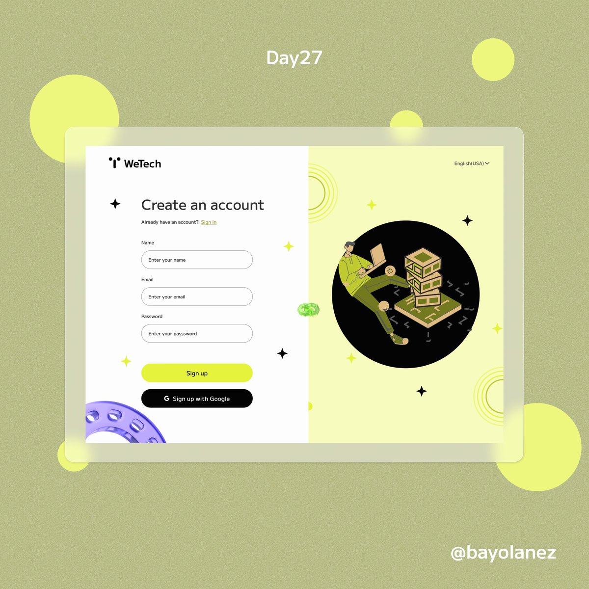 bayolanez's tweet image. #Day27 Designed a Login/Sigunup page for the web app #I4G30DaysofDesign #I4GDesignChallenge @Ingressive4Good @IMTConf