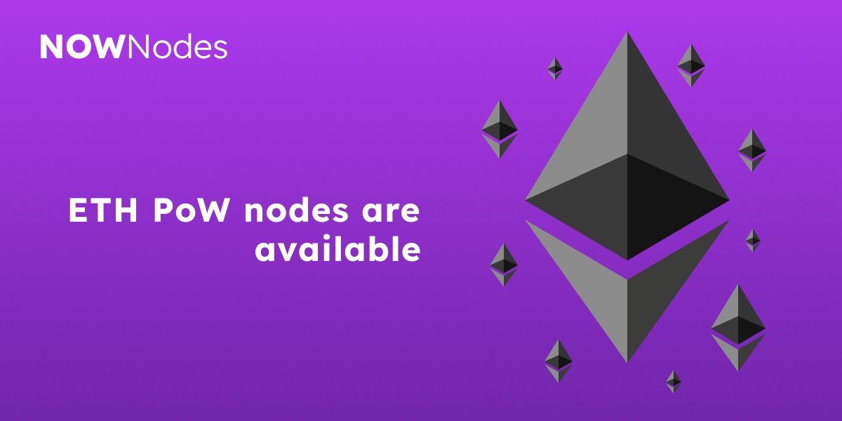 Hey, @EthereumPoW fam🙌 Some great news for u! Although the #Ethereum network has transfered to the #PoS consensus the #ethpow nodes will be available on @NOWNodes🤩 Anyone can access the original #Ethereum blockchain via our #ETH API nodes, dive in⬇️ nownodes.io/nodes/ethereum…