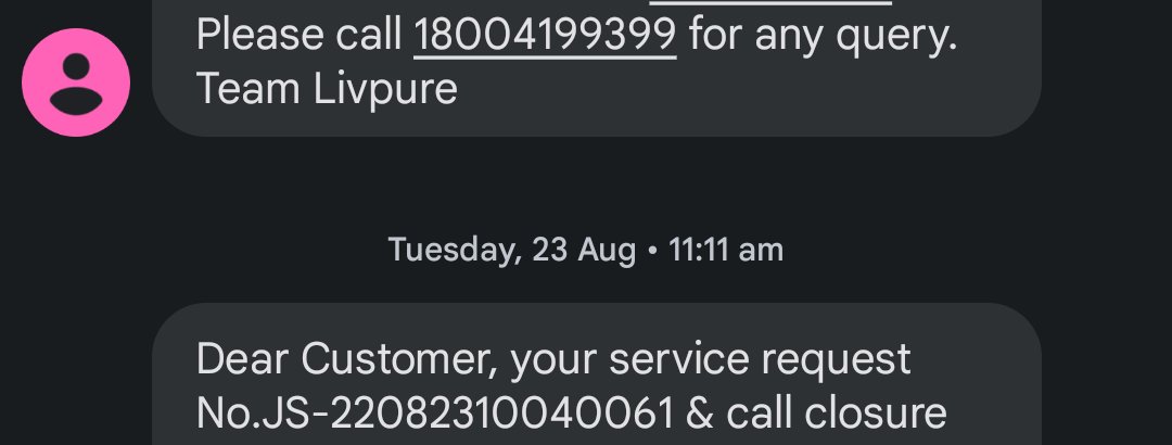 rameshdharmaji's tweet photo. @LivpureSmrtHome have a very bad experience with the poor service from your service, it's been almost 1 month and my request is not addressed yet.
Detail's of request is in this screenshot. https://t.co/GcNbDvfD2Q