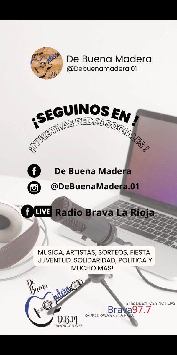 MaritoSanchez18's tweet photo. Desde la familia @DeBuenaMadera01 les deseamos un excelente y bendecido jueves para todos🙏🏻.
El sábado de 21:00 a 00:00hs los esperamos nuevamente desde @RadioBrava977 y por #ViewTV Canal 905 para vivir otra edición más del programa "HECHO PARA VOS"📻📺🎧🎤.
#TeEsperamosElFinde https://t.co/hQ1MNm9E3O