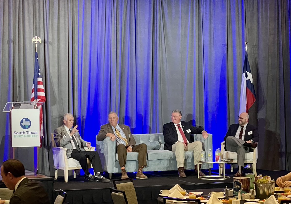 AlamoAreaCOG's tweet photo. Kicking off the @sotxpartnership South Texas Summit with our #AACOG champions McMullen Co. Judge Teal, Medina Co. Judge Schuchart, and Atascosa Co. Judge Hurley on a great panel around the growth in #AlamoArea! #Regionalism #SoTx #SouthTexasSummit https://t.co/aaCuSQuOWR