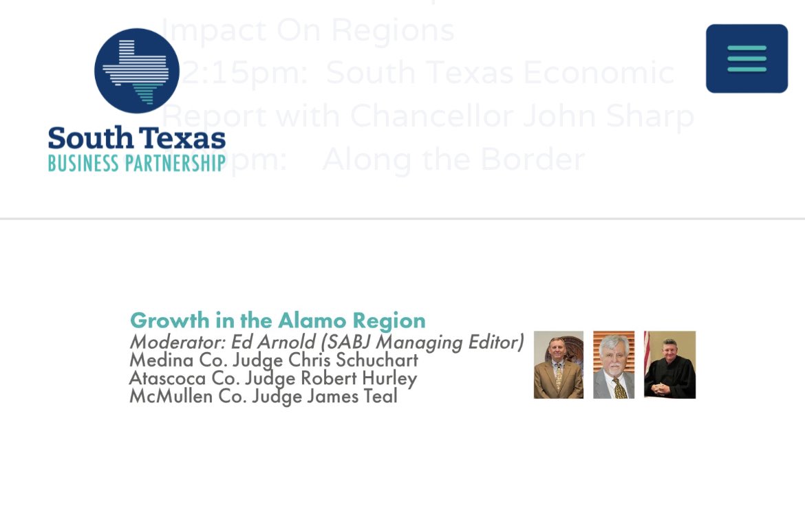 AlamoAreaCOG's tweet photo. Kicking off the @sotxpartnership South Texas Summit with our #AACOG champions McMullen Co. Judge Teal, Medina Co. Judge Schuchart, and Atascosa Co. Judge Hurley on a great panel around the growth in #AlamoArea! #Regionalism #SoTx #SouthTexasSummit https://t.co/aaCuSQuOWR