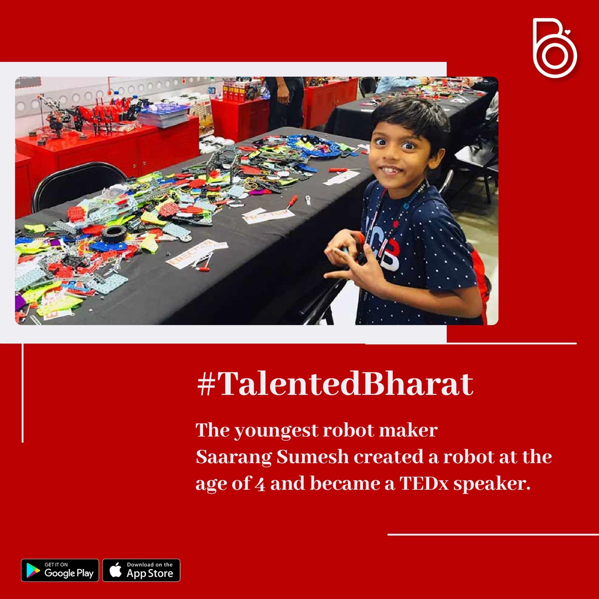 Meet India's youngest robot maker who created his first robot at the age of 4👏.
#talentedbharat
#saarang #robot #didyouknow #knowledge #iit #iitbombay #robotics #robotmaker #talentedkids  #talentedartist #robotech #didyouknowfacts  #indiansocialmedia #byloappindia