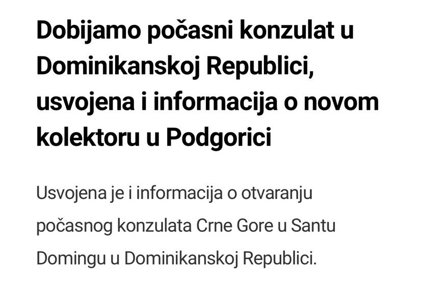 Mico_Vlahovic's tweet photo. Drago mi je što je moja inicijativa, poslije dvije i po godine procedura i odlaganja, na kraju usvojena. Naš počasni konzul u Santo Domingu, Dominikanska Republika, će biti g. Siksto Inćaustegi (@InchausteguiV), a počasni konzulat CG u centralnoj Kemal Ataturk aveniji. @MFA_MNE https://t.co/sNzXdnt1Yy