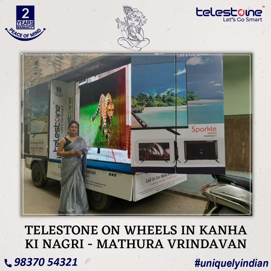 Telestoneindia's tweet photo. Telestone on the wheel on the land of Kanha ki Nagri, Mathura Vrindavan.
.
.
.
#telestone #smarttv #telestonetv #mathura #krishnakinagri #digitaljamana #cityofgod https://t.co/uluJvZbXEZ