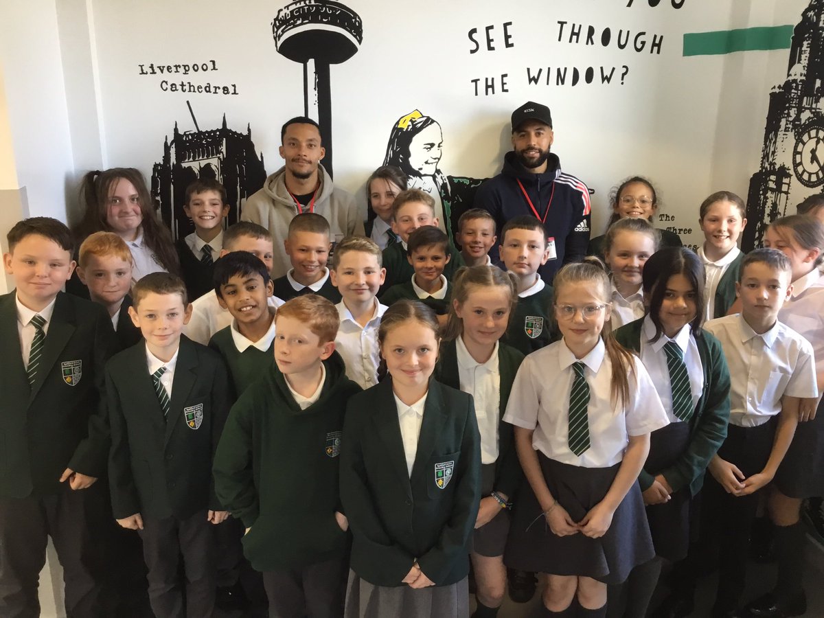 One our <a href="/bedford_yr6/">YR6</a> classes have been lucky enough to meet <a href="/TranmereRovers/">Tranmere Rovers FC</a> players <a href="/kaneh10_/">Kane Hemmings</a> and <a href="/joshDCogley/">Josh D.Cogley</a>. ⚽️ 
The players spoke about their careers and gave the children some great motivation as they work towards their SATS ✅
Thanks <a href="/TRFCCommunity/">Tranmere Rovers in the Community</a> 😀⚪️🔵