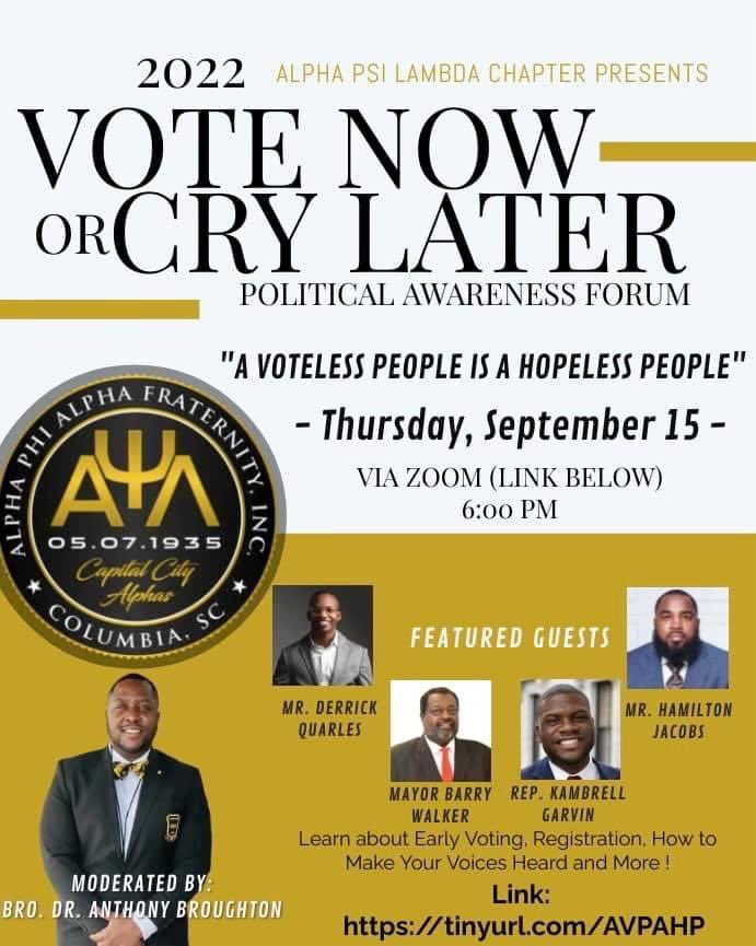 Join us at 6pm today as we discuss the importance of voting. tinyurl.com/AVPAHP