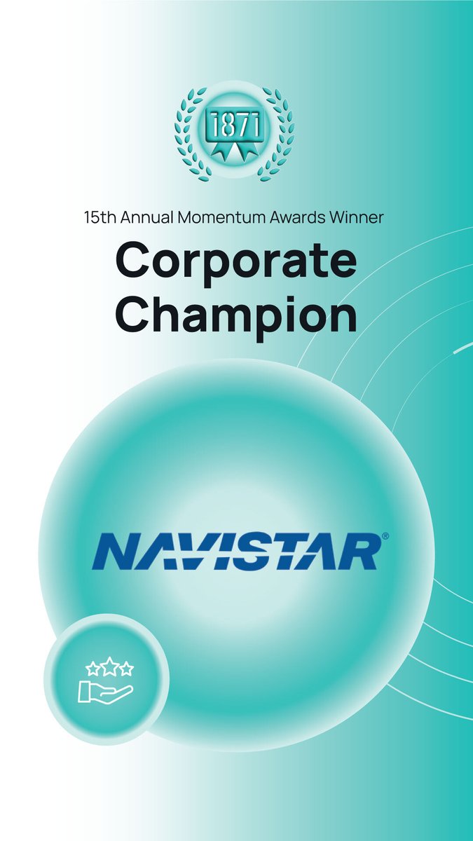 1871tech's tweet photo. We’re proud to share that Navistar Inc will be awarded the Corporate Champion Award at the 15th Annual Momentum Awards!
Read more @ https://t.co/e9iEJwKOI2 https://t.co/IEMy3sng1y
