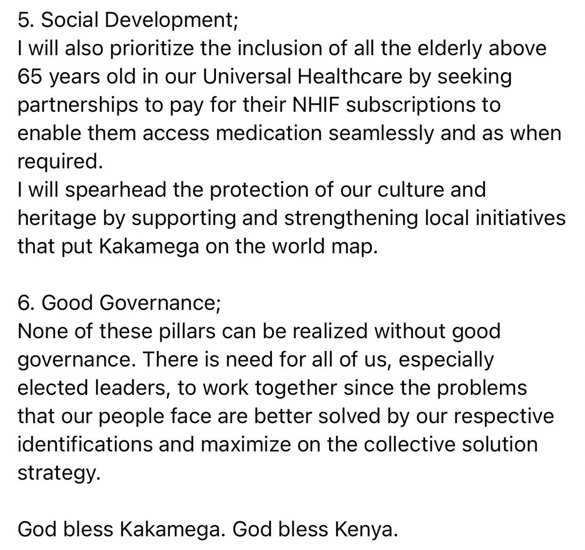 BarasaFernandes's tweet image. Summary of my agenda for the people of Kakamega.