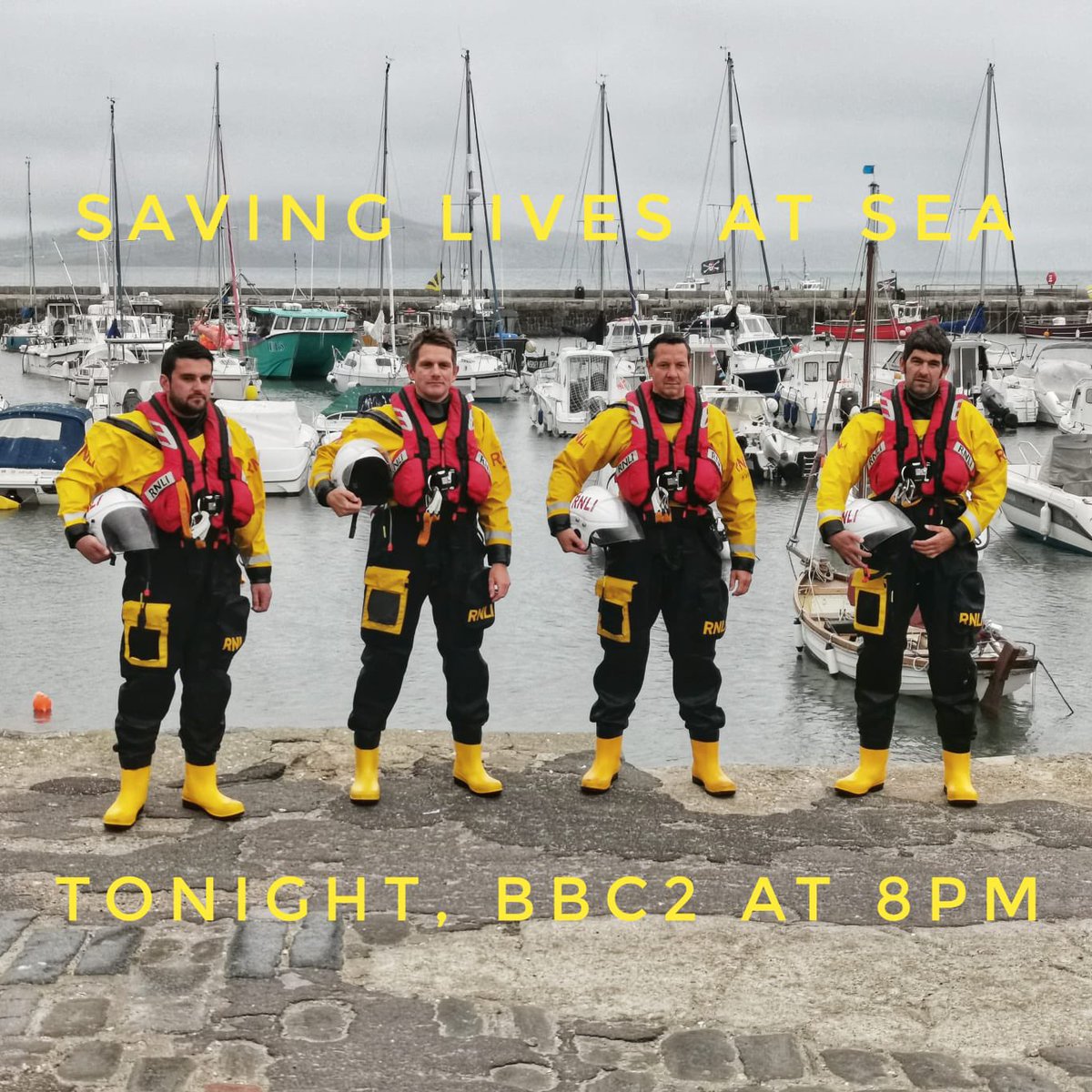 LymeRegisRNLI's tweet photo. So tonight is the night. Our crew are on #SavingLivesAtSea BBC2 at 8pm. We hope you enjoy it https://t.co/IQBgLl0Qan