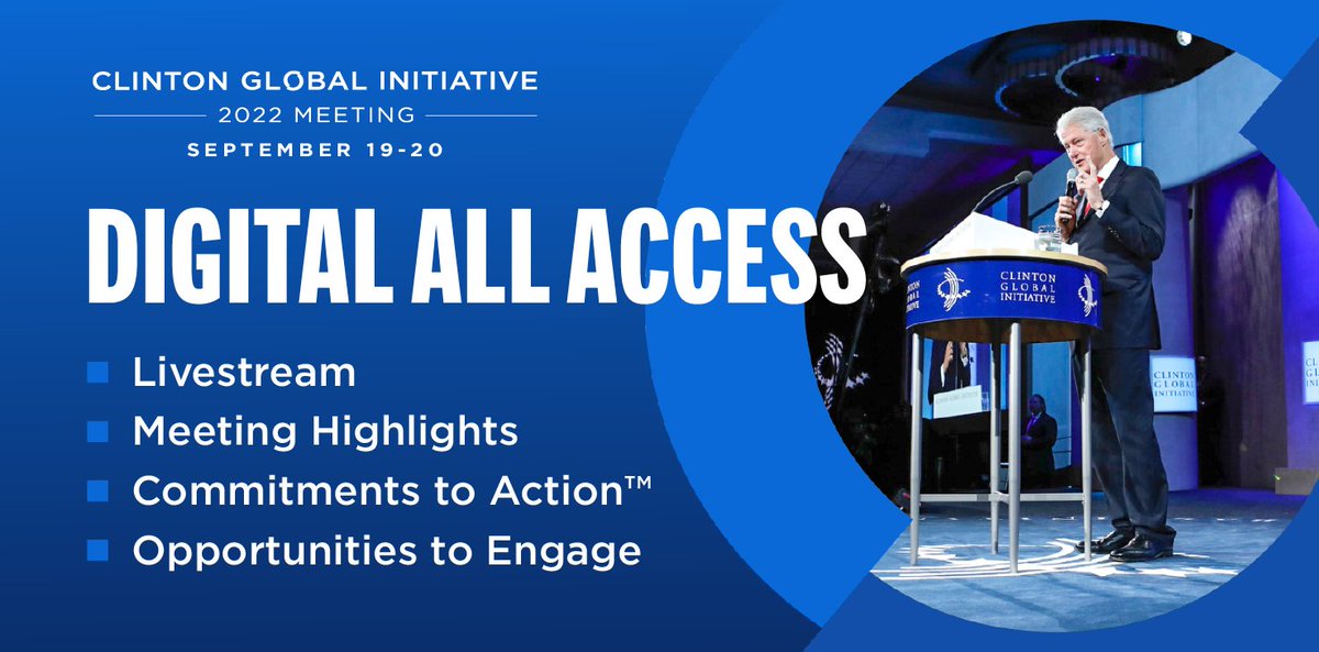 ClintonGlobal's tweet photo. At #CGI2022, we’re facing the world’s most pressing challenges with purpose, possibility, positivity, and action. If you’re wondering what that looks like, you’re going to want to see this: https://t.co/B4VG82xocp https://t.co/kj7ThH9Pcb
